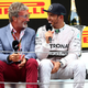 Jordan interviewing Mercedes driver Lewis Hamilton after the 2014 Spanish Grand Prix. Photo credit: Mark Thompson/Getty Images